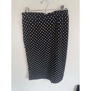Vintage High‎ Waisted Midi Skirt Size 10 Black White Polka Dot 1970s Classic